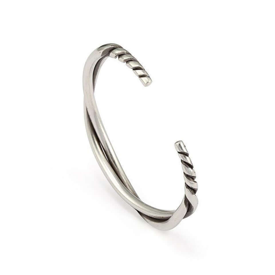 Men's Trendy Retro Handmade Twisted Wire Bracelet -Pure Silver Niche Design Jewelry