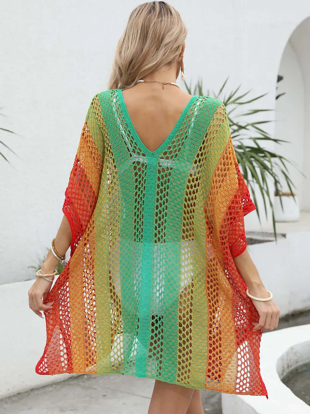Women's Sexy Bikini Cover Up Dress - Vibrant Gradient Color Options - Hollow Woven Loose Fit 🌈 VACAY ‼️