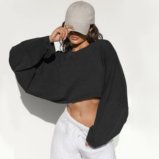 Women's SEXY HOT BUY 🔥 Mid-riff Cut Round Neck Sweatshirt - Popular Sporty Fall Fashion, Grab 2 Colors at this Price while Supplies Last ! 🏃♂️🛍