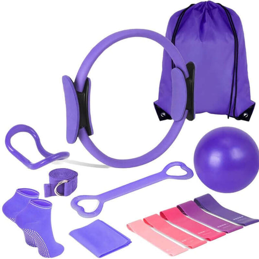 13 - Piece Pilates Kit for Home Workouts - Pilates Ring, Ball, Resistance Bands & More