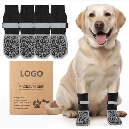 Smart Breathable Leopard Print Socks for Dogs 🦮 🧦 Soft Cotton with Strap Closure