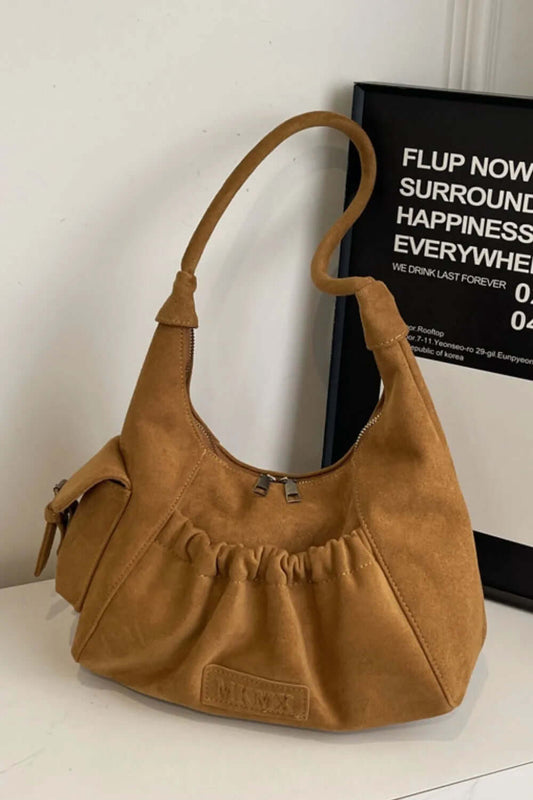 Women's Fashion Premium Ruched Suede Zipper Handbag in Four Gorgeous Trending Colors 🤩