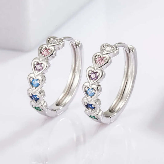Women's Beautiful Heart Huggie Earrings ❤️ 925 Sterling Silver Inlaid Zircon