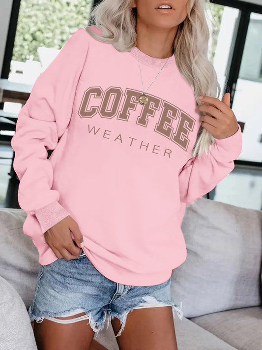 Women's Autumn Colors COFFEE Pattern Sweatshirt - Cozy Seasonal Comfort ! ☕️♨️