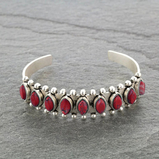Stunning Bohemian Natural Turquoise Open Bracelet - Chic Classic Antique Pattern 💝