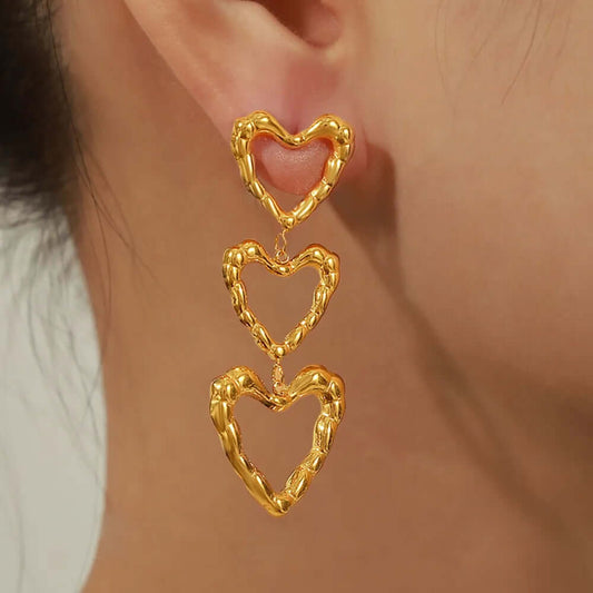 Gorgeous Gold or Silver Titanium Steel Heart Earrings ❤️ Great for Gifts !