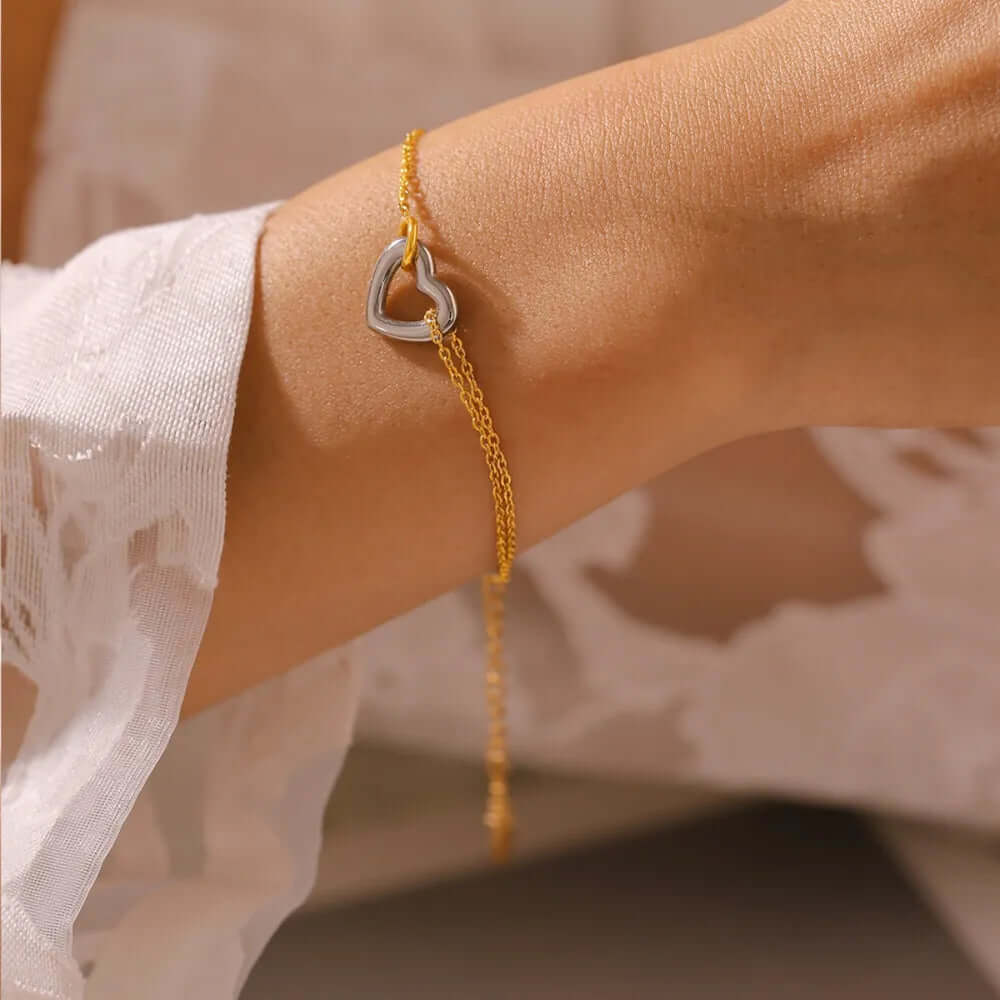 Fashion Trendy Jewelry 18K Gold-Plated Heart Bracelet