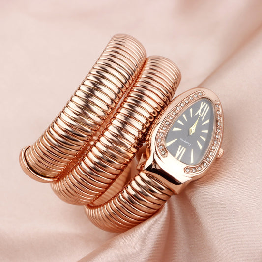 Women's Chic Snake Shaped Watch - Creative Quartz Fashion Bracelet in 4 Color Options
