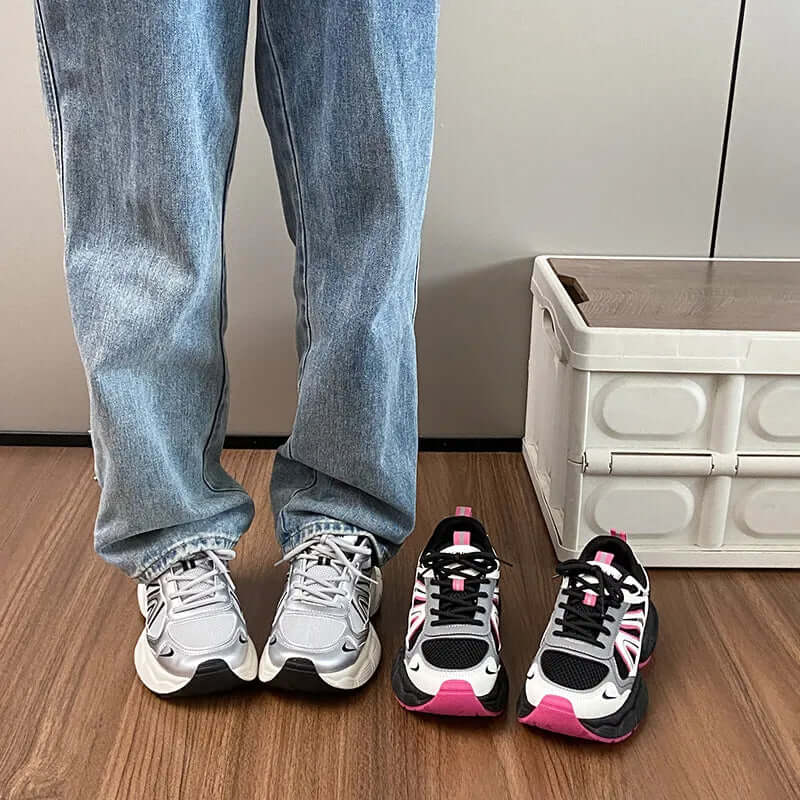 Unisex Casual Lace-Up Platform Athletic Sneakers