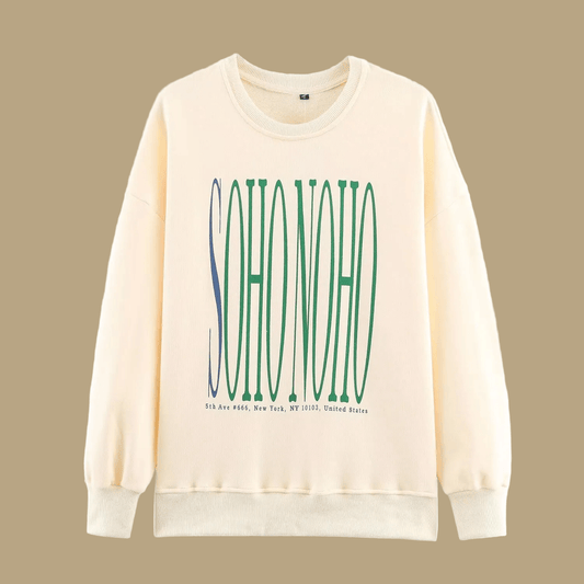 Women's Classy Trendy 'SOHO' New York Sweatshirt - Dazzling Ivory Polyester Pullover ♨️🗽