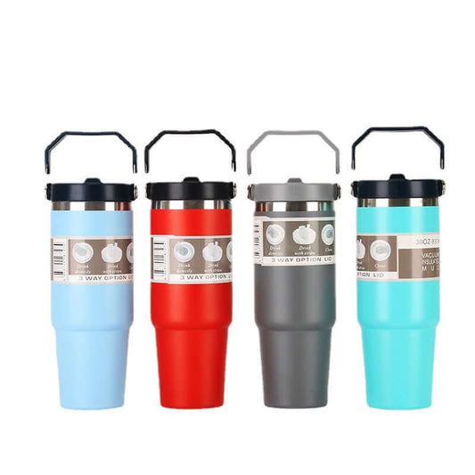 Sleek Portable Sports & Travel Bottle - Insulated Stainless Steel - Hot or Cold Beverage