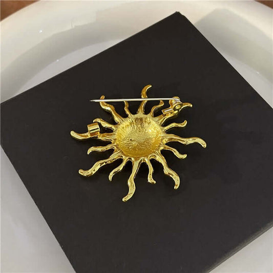 Fashion Accessories Polished Sun Shaped Brooch