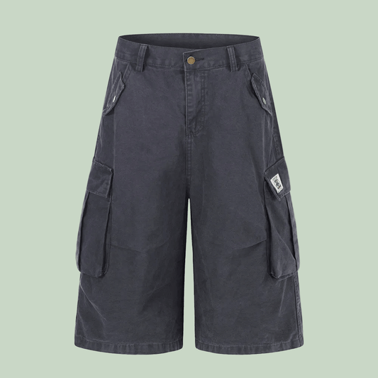 Men's Solid Loose Workwear Shorts - Durable Pure Cotton Multi Pockets Cargo Shorts 💪