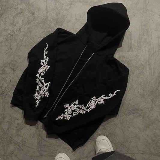 Street Fashion Printed Warm Hooded Jacket - Popular Unique Creative Zip Up