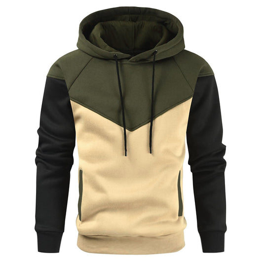 Color Block Pullover Hoodie with Accent Trim Kangaroo Pockets