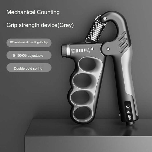 Muscle & Strength Building Adjustable Grip - Comfortable Finger Slots and Auto Counter