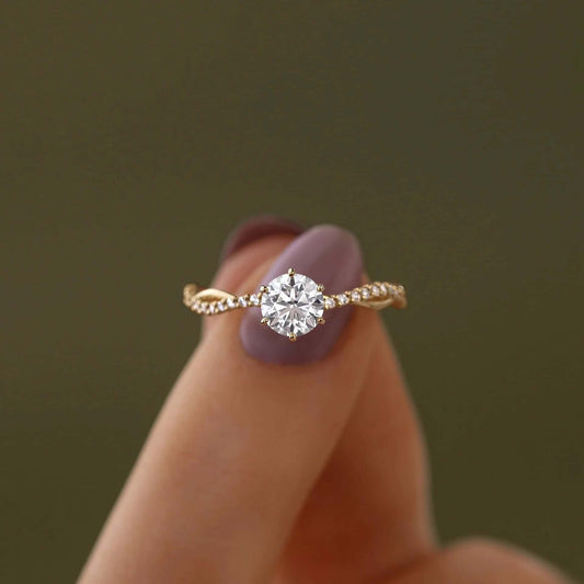Women's Luxurious Silver Ring 💍 S925 PURE SILVER Woven Wave Diamond Row Center Stone
