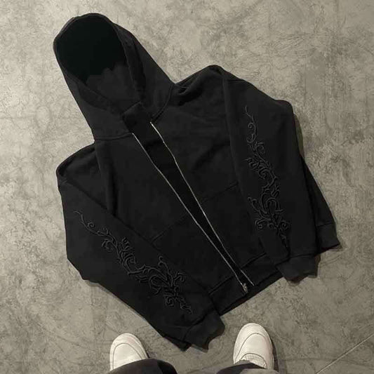 Street Fashion Printed Warm Hooded Jacket - Popular Unique Creative Zip Up