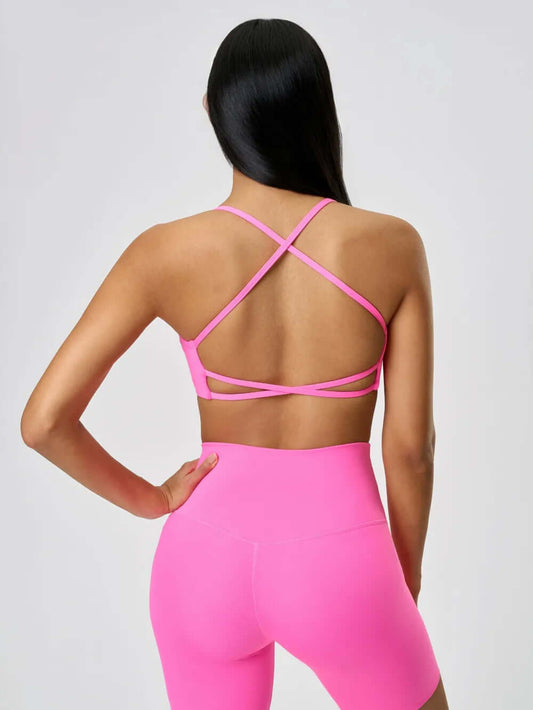 Women's Activewear Cami - Crisscross Back, Scoop Neck with Detachable Chest Pads