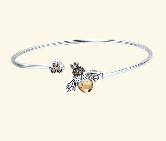 Women's Super Cute Fashion Bracelet - 925 Sterling Silver Crystal Bee & Honeycomb 😍🐝