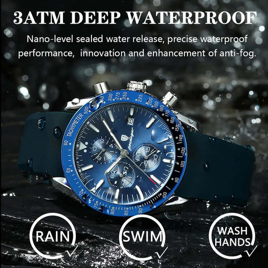 Mens Quartz Watch - Multi Functional Waterproof Strong Luminous Night Light