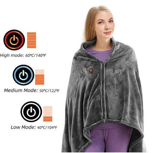 Warm & Cozy USB Heating Blanket - Coral Fleece Electric Zipper Blanket with Three Heat Temperature Settings ♨️