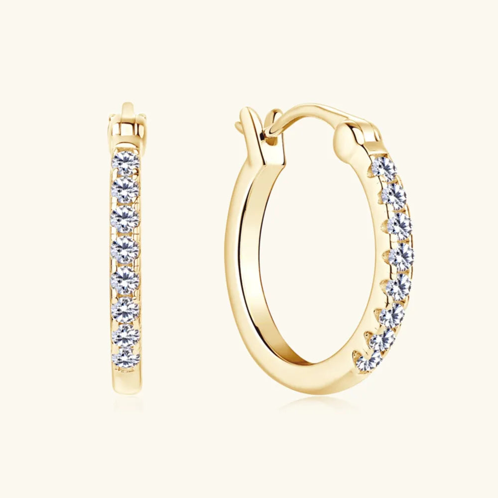 Moissanite Huggie Earrings - Stunning and Luxurious Gold and 925 Sterling Silver