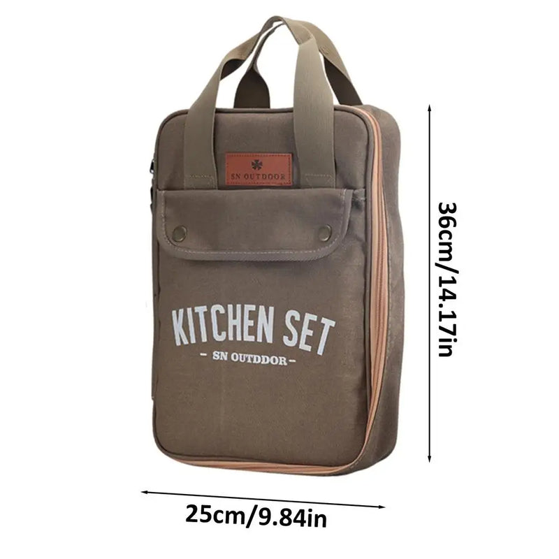 Creative Camping Kitchen Set - 8pcs. Outdoor Stainless Steel Cookware Tool and Travel Kit + Durable Organizer Storage bag