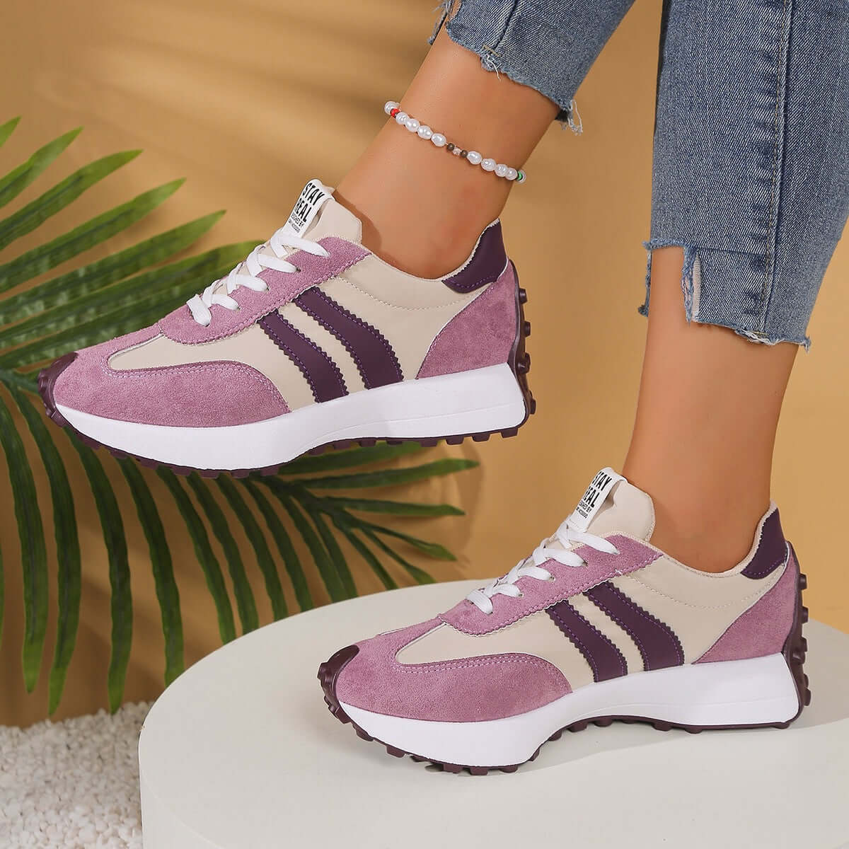 Women's Chunky Sole Athletic Sneakers - Height Increasing Sporty Fashion