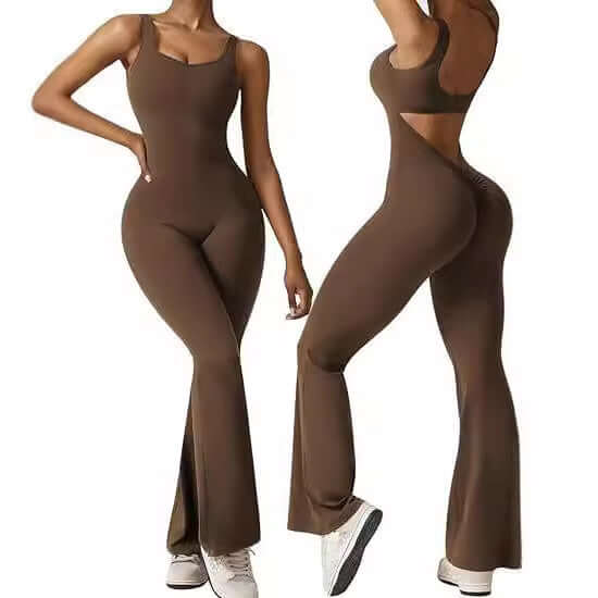 Women's Popular Sexy Yoga Flared Jumpsuit - Backless Vest Tight Fitting, Hip Lifting Sports Apparel 🧘‍♀️