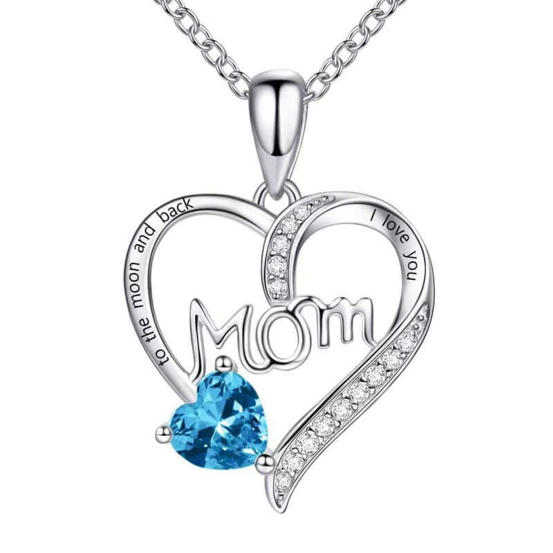 Gorgeous GIFTABLE Colored Stone Options 'MOM' Necklace - Love Heart-shaped Engraved Rhinestone 💝