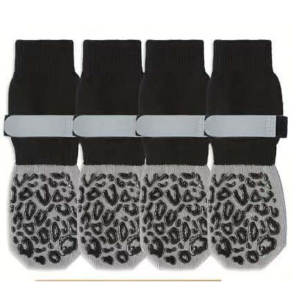 Smart Breathable Leopard Print Socks for Dogs 🦮 🧦 Soft Cotton with Strap Closure