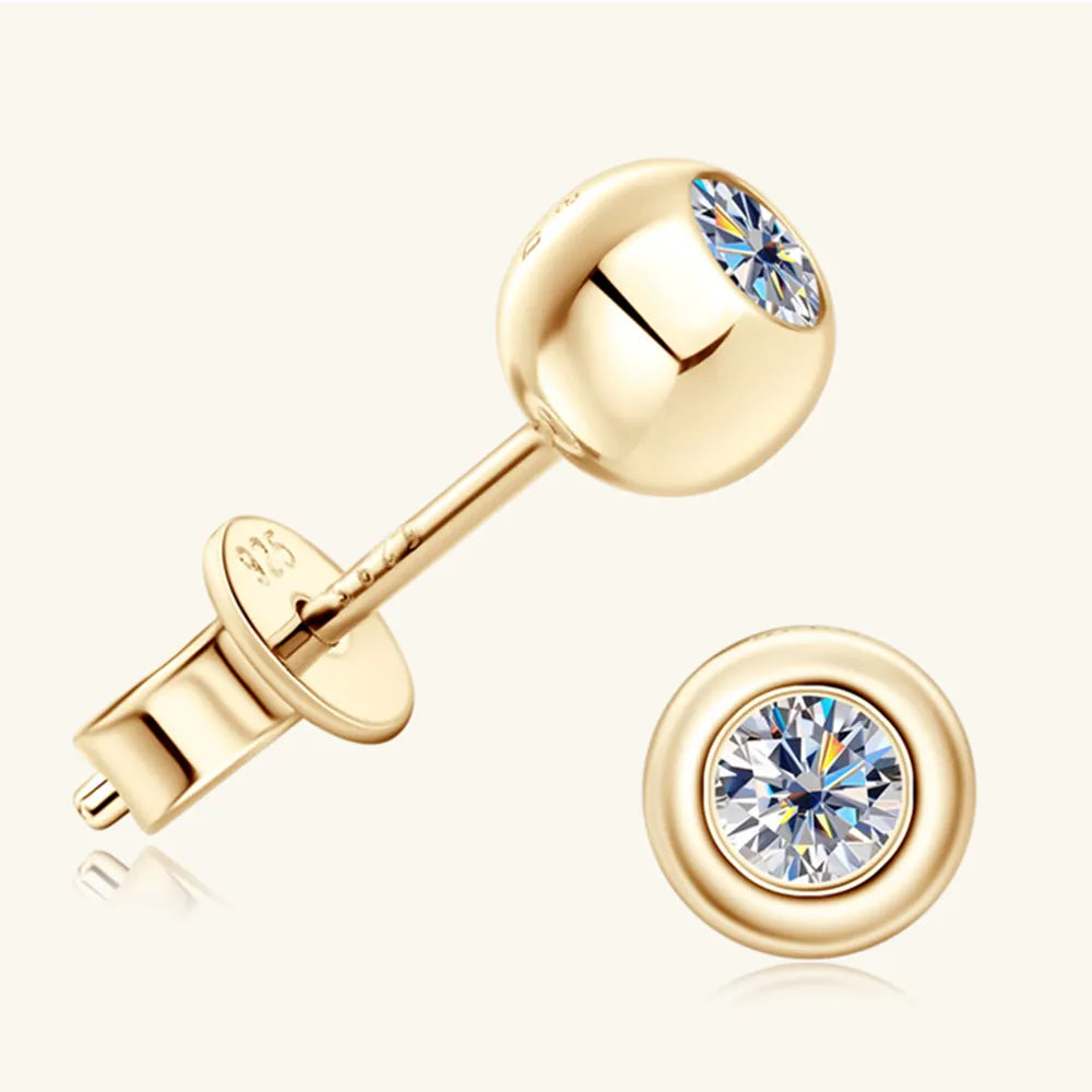 Elegant Moissanite 925 Gold and Sterling Silver Stud Earrings