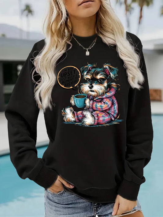 Women's Hip Seasonal COFFEE Sweatshirt with Humorous Dog Graphic ♨️☕️ Great Colors, Grab Two !