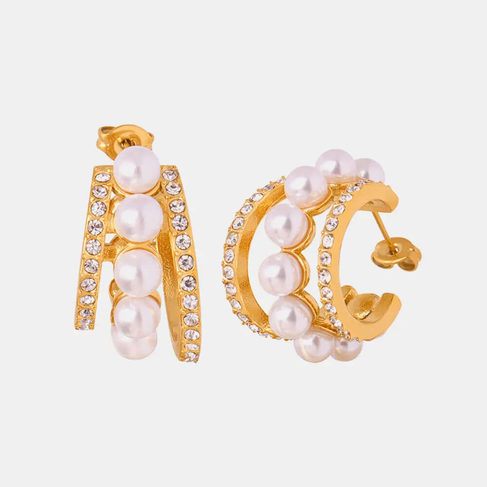 Gorgeous Keepsake C-Hoop Earrings - Gold or Silver Pearl Titanium Steel - High Gloss Shell Beads