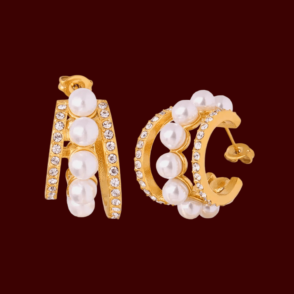Gorgeous Keepsake C-Hoop Earrings - Gold or Silver Pearl Titanium Steel - High Gloss Shell Beads