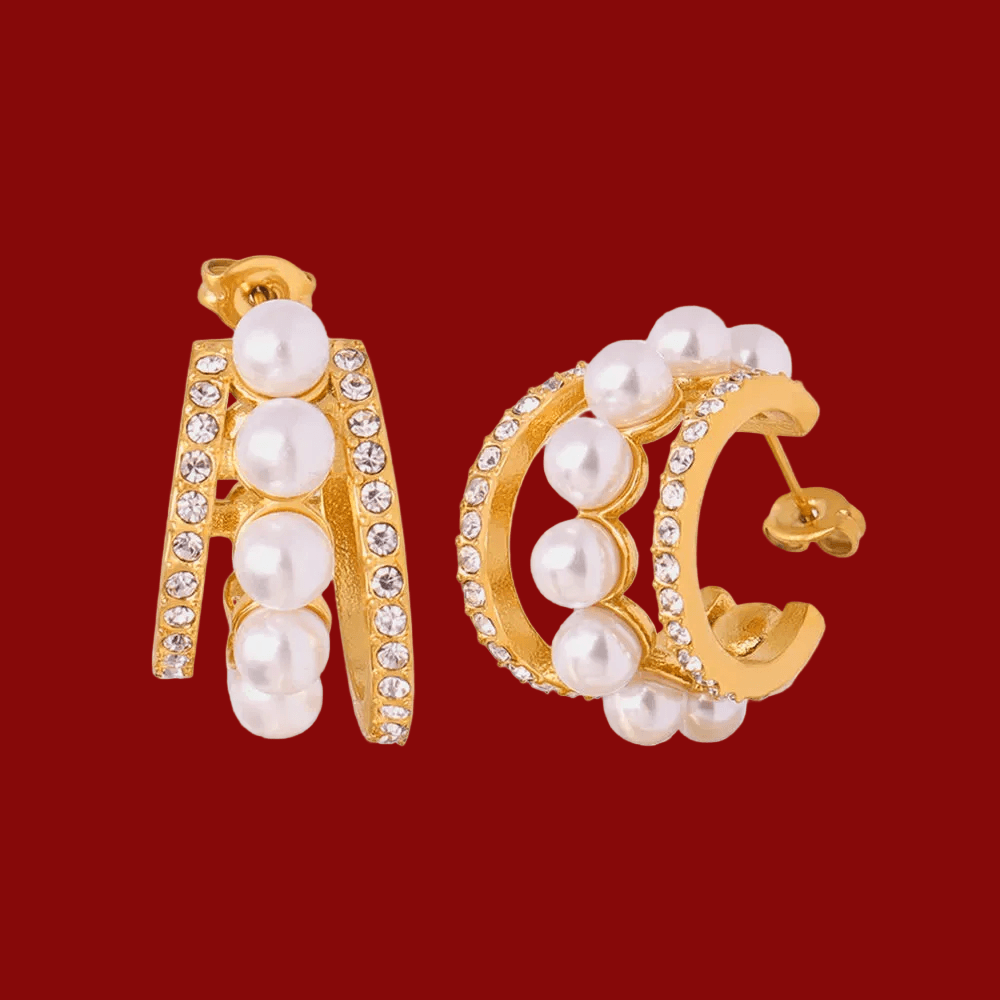 Gorgeous Keepsake C-Hoop Earrings - Gold or Silver Pearl Titanium Steel - High Gloss Shell Beads
