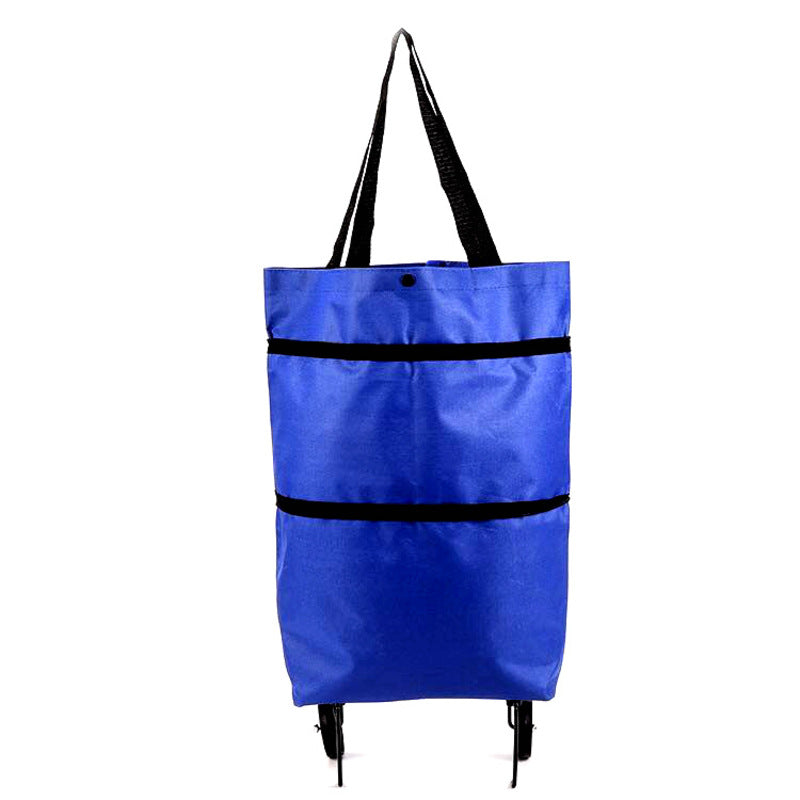 Portable Foldable Shopping Cart with Wheels - Clever Backpack Style Travel Trolley for Groceries & Storage