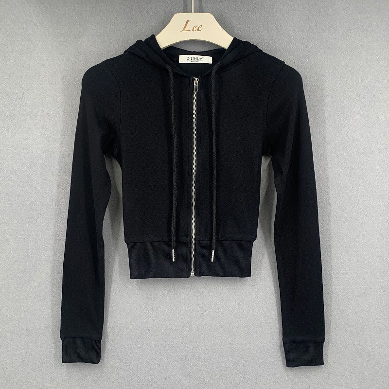 Women's Sexy Hooded Zip-Up Sweatshirt - Tight Fit Long Sleeve with Crimped Waist in 3 Solid Colors 😎