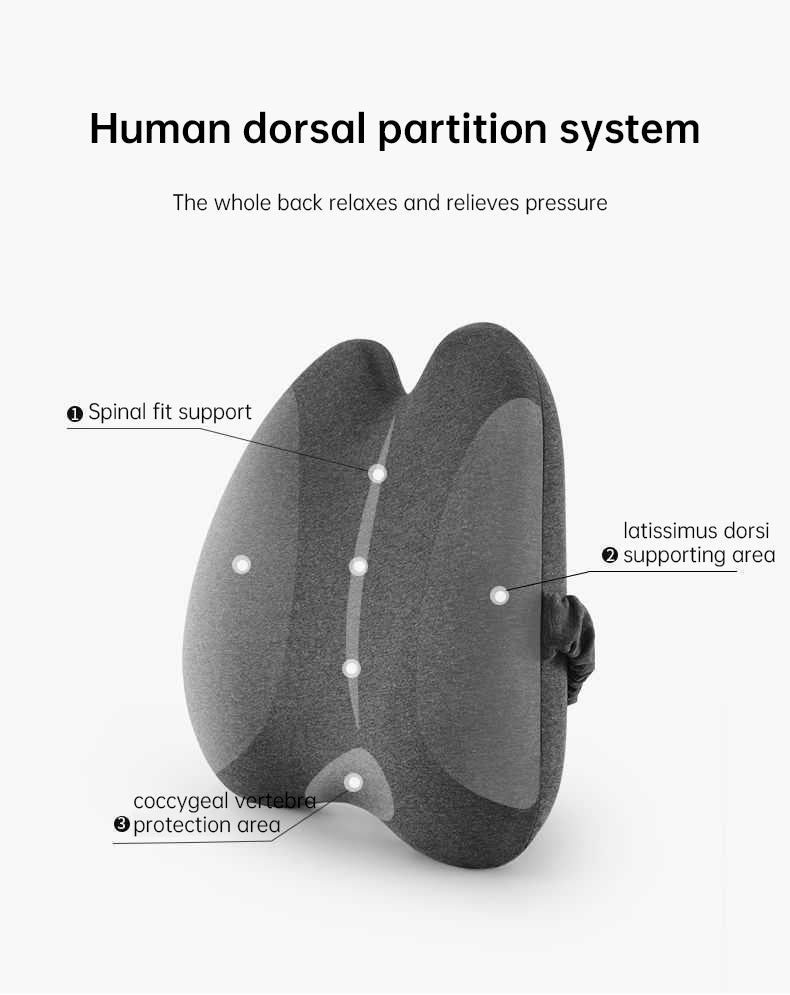Extra Dense Lumbar Pillow - Patented Ergonomic Multi-Region Firm Back Support for Lower Back Pain