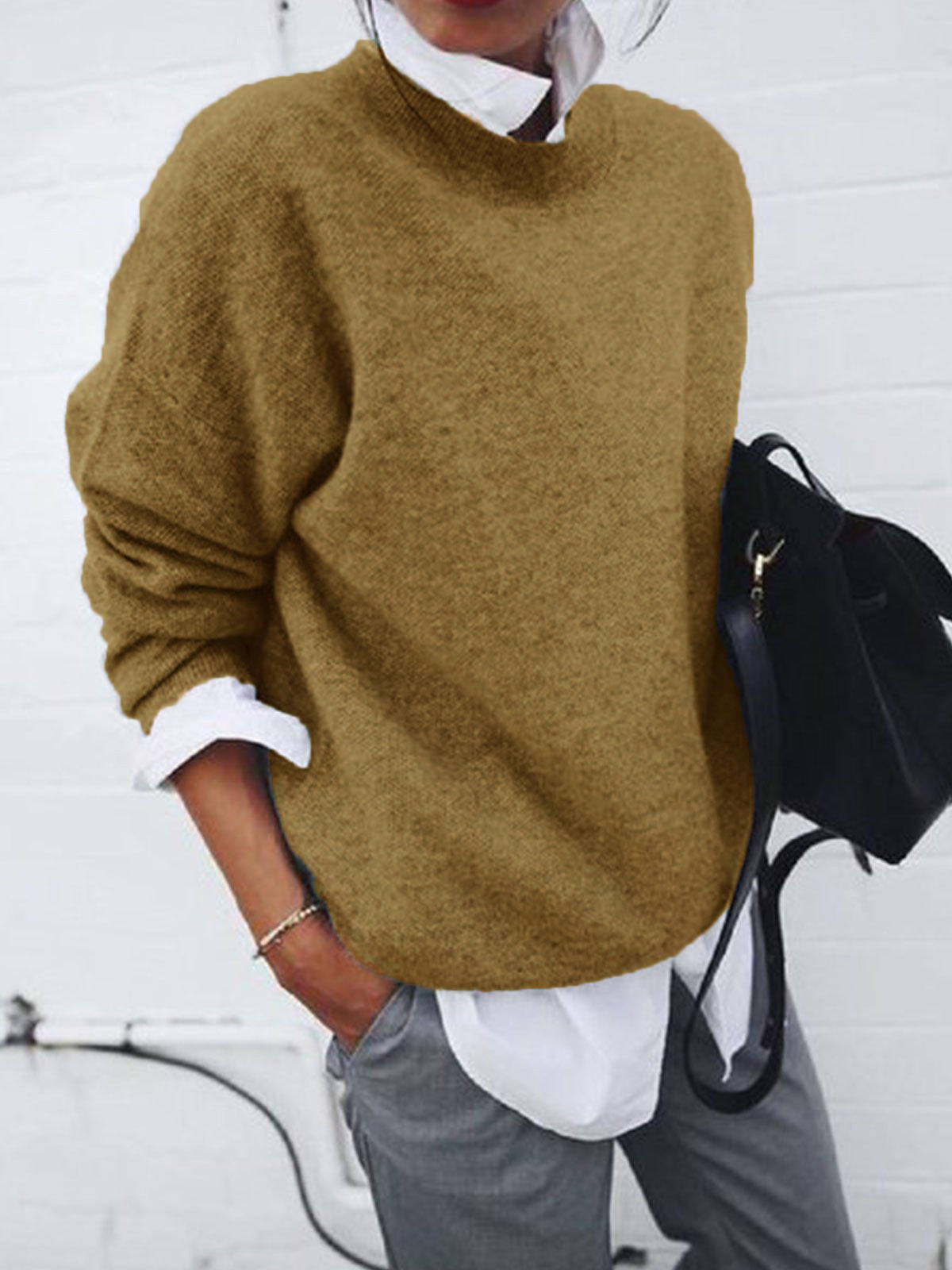 Women's Beautiful Basics Casual Sweater - Loose Fit Warm Polyester Pullover ♨️