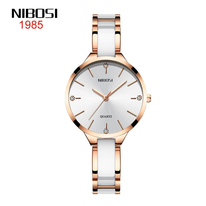 NIBOSI Couples Creative Luxury Ceramic Bracelet Watches - Quartz Movement, Waterproof 30M