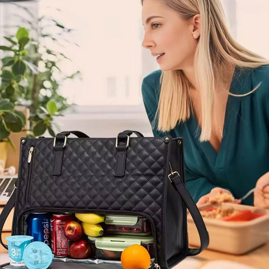 LARGE 2 Bags-in-1 Travel Tote - Laptop & Insulated Lunch Bag Ideal for Business, Nursing, Student & Daily Needs
