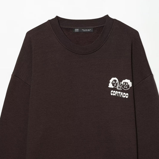 Women's Coffee Brown Printed Sweatshirt with Humorous Spanish Coffee Print - Cozy Seasonal Comfort ♨️☕️