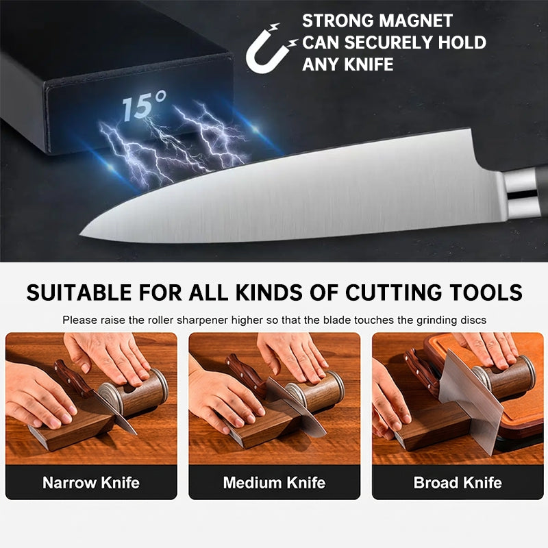15° & 20° Knife Sharpener Kit - Magnetic Rolling Sharpening Tool with Grinding Stones * Chef Ready ! 👨‍🍳