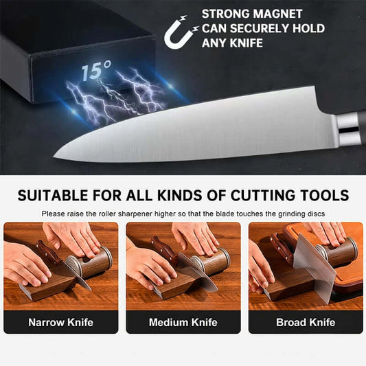 15° & 20° Knife Sharpener Kit - Magnetic Rolling Sharpening Tool with Grinding Stones * Chef Ready ! 👨‍🍳