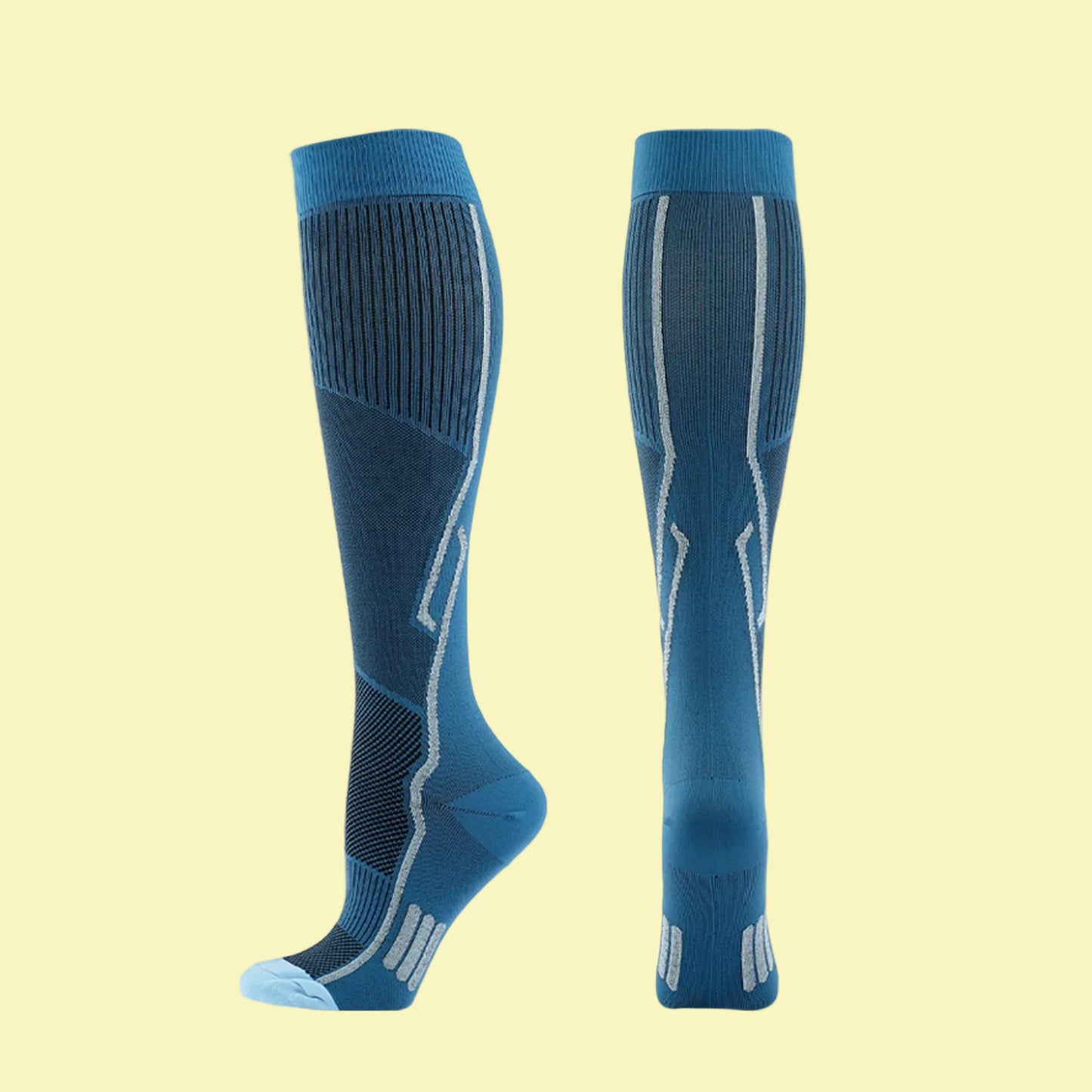 Sporty Nylon Professional Athletic Compression Socks - Breathable Sweat Absorbing Knee Length