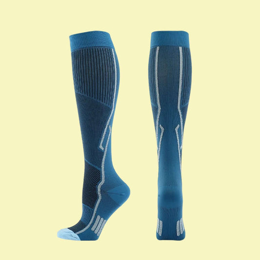 Sporty Nylon Professional Athletic Compression Socks - Breathable Sweat Absorbing Knee Length