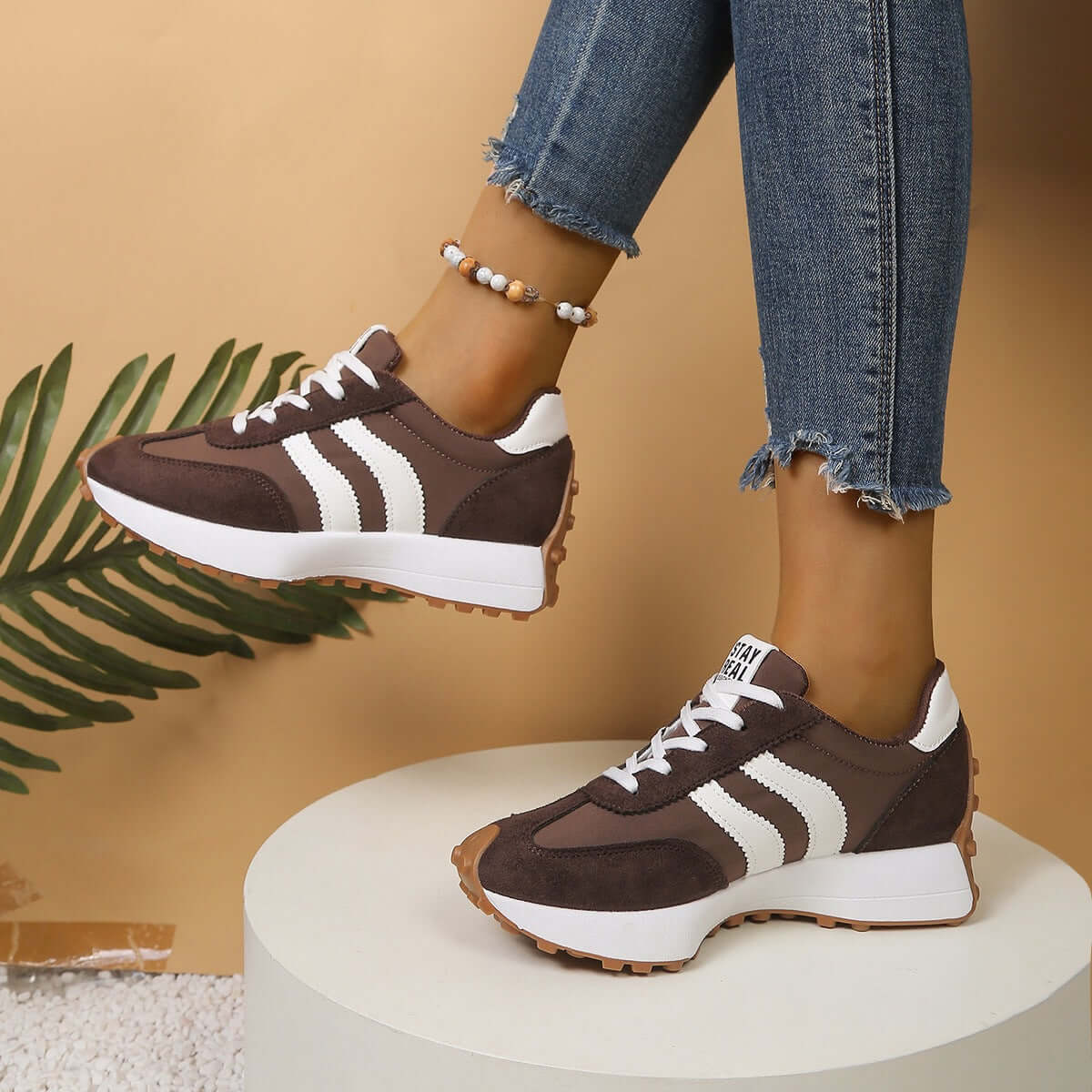 Women's Chunky Sole Athletic Sneakers - Height Increasing Sporty Fashion
