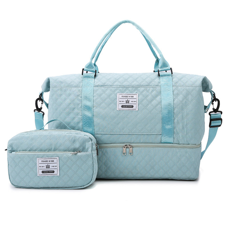 Large Capacity Sports and Yoga 2 Bag SET - Quilted Dry-Wet Separation Shoe Compartment Travel Bag